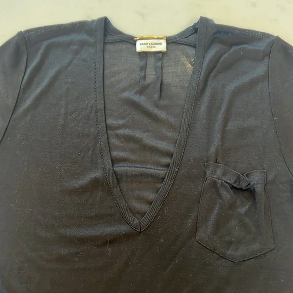 Saint Laurent - plunging shirt in black - Picture 4 of 6